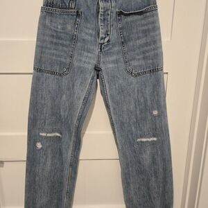 Sandrine Rose Relaxed Fit High Waist Distressed Denim Jeans